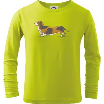 Chlapecké oblečení Vintage basset - Triko dětské Long Sleeve - 158 cm/12 let ( Limetková )