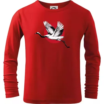 Dětská móda Japan culture - čáp - Triko dětské Long Sleeve - 104-110cm / 3-4 roky ( Červená )
