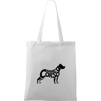 Nákupní taška Cane corso nápis v těle - Taška bavlněná - 42 x 38 cm ( Bílá )