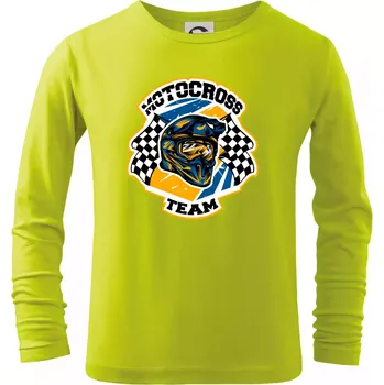 Dětská móda Motocross team helma - Triko dětské Long Sleeve - 134 cm/8 let ( Limetková )