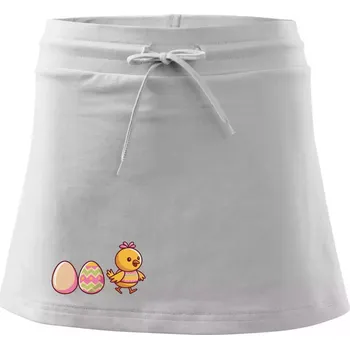 Dámská sukně Evoluce vajíčka - velikonoce - kuře - Sportovní sukně - two in one - M ( Bílá )