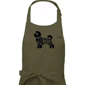 Kuchyňská zástěra Maltézský psík nápis v těle - Dámská zástěra na vaření - Univerzální velikost ( Khaki )
