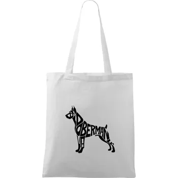 Doberman - nápis v tělě - Taška bavlněná - 42 x 38 cm ( Bílá )
