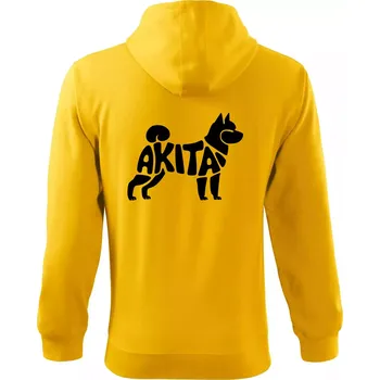 Pánská mikina Akita Inu - Nápis v těle - Mikina s kapucí na zip trendy zipper - 3XL ( Žlutá )