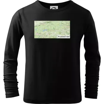 Chlapecké tričko Jizerské hory mapa - Triko dětské Long Sleeve - 158 cm/12 let ( Černá )