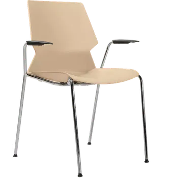 Jídelní židle PRETTY S PODRUČKAMI židle konferenční, nohy chrom, plast světlá káva