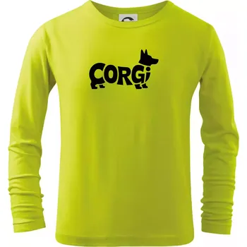 Corgi nápis v těle - Triko dětské Long Sleeve - 104-110cm / 3-4 roky ( Limetková )