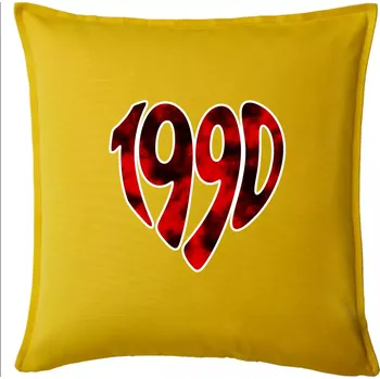 Polštář 1990 v srdci - Polštář 50x50 - 50x50 - Včetně výplně ( Žlutá )