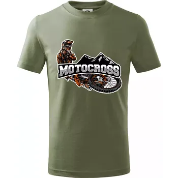 Motocross pohoří - Tričko dětské bavlněné - 104-110cm / 3-4 roky ( Khaki )