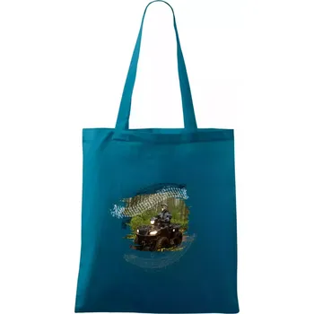 ATV čtyřkolka v lese - Taška bavlněná - 42 x 38 cm ( Petrolejová )