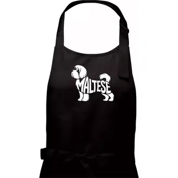 Kuchyňská zástěra Maltézský psík nápis v těle - Dámská zástěra na vaření - Univerzální velikost ( Černá )