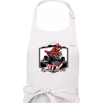 Kuchyňská zástěra ATV čtyřkolka Mountain - Pánská zástěra na vaření - Univerzální velikost ( Bílá )