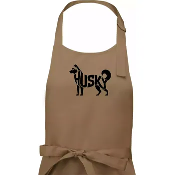 Kuchyňská zástěra Husky nápis v těle - Pánská zástěra na vaření - Univerzální velikost ( Cappuccino )