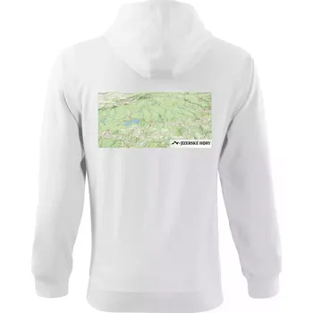Pánská mikina Jizerské hory mapa - Mikina s kapucí na zip trendy zipper - 3XL ( Bílá )