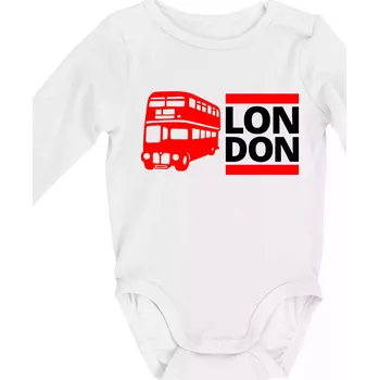 LON DON BUS - Body kojenecké s dlouhým rukávem - Dlouhý r. do 3 měs ( Bílá )