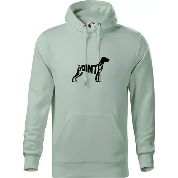 Pánská mikina Pointer nápis v těle - Mikina pánská Cape s kapucí - 3XL ( Sage )