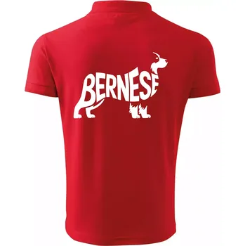 Pánská košile Bernese Mountain Dog nápis v těle - Polokošile pánská Pique Polo 203 - 3XL ( Červená )