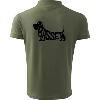 Pánská košile Basset nápis v těle - Polokošile pánská Pique Polo 203 - 4XL ( Khaki )