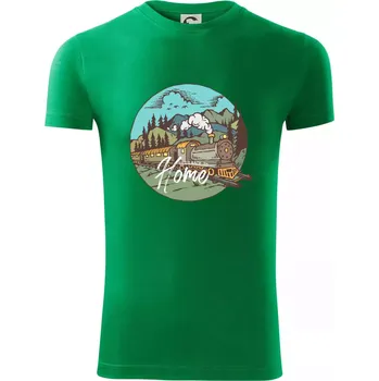 Pánské tričko Train back to home - Viper FIT - Pánské zůžené tričko - S ( Středně zelená )