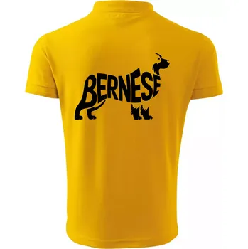 Pánská košile Bernese Mountain Dog nápis v těle - Polokošile pánská Pique Polo 203 - 3XL ( Žlutá )