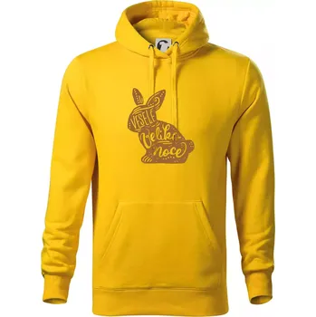 Pánská mikina Veselé Velikonoce - zajíček - Mikina pánská Cape s kapucí - XL ( Žlutá )