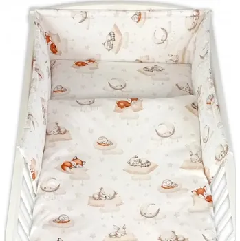 Dětský pokoj Sada do postýlky 3D, mantinel a povlečení - Na obláčku, béžová, bílá,135x100