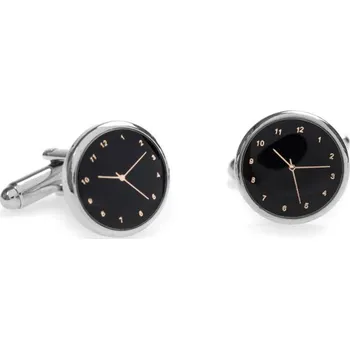 Manžetový knoflíček Avantgard Manžetové knoflíčky CLOCK, 573-20572, Stříbrná lesk/černá