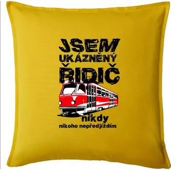 Polštář Jsem ukázněný řidič - tramvaj - Polštář 50x50 - 50x50 - Pouze potah ( Žlutá )