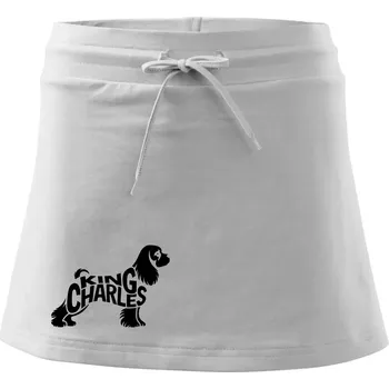 Dámská sukně Kavalír king Charles španěl nápis v těle - Sportovní sukně - two in one - XL ( Bílá )