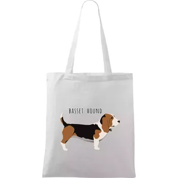 Basset hound pes s nápisem - Taška bavlněná - 42 x 38 cm ( Bílá )