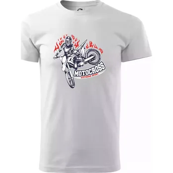 Pánské tričko Motocross extreme sport fire - Triko extra velké (5-8XL) - 6XL ( Bílá )