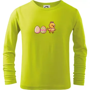 Evoluce vajíčka - velikonoce - kuře - Triko dětské Long Sleeve - 122 cm/6 let ( Limetková )