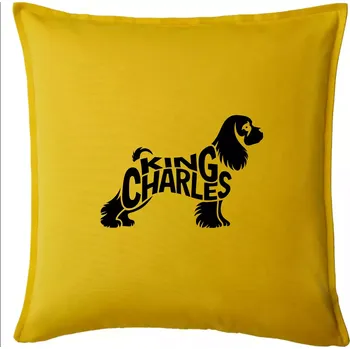 Polštář Kavalír king Charles španěl nápis v těle - Polštář 50x50 - 50x50 - Pouze potah ( Žlutá )