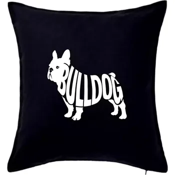 Polštář Bulldog nápis v těle - Polštář 50x50 - 50x50 - Včetně výplně ( Černá )