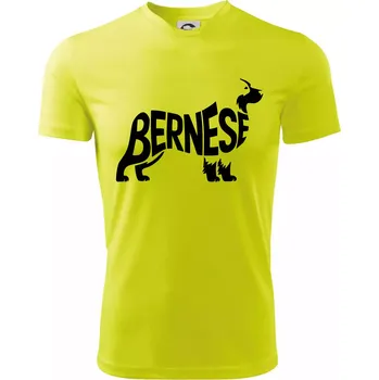 Chlapecké tričko Bernese Mountain Dog nápis v těle - Dětské triko sportovní (dresovina) - 122 cm/6 let ( Neonově žlutá )
