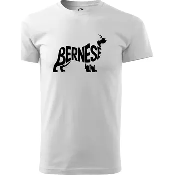 Pánské tričko Bernese Mountain Dog nápis v těle - Triko extra velké (5-8XL) - 6XL ( Bílá )