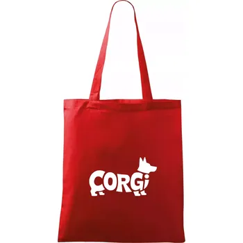 Nákupní taška Corgi nápis v těle - Taška bavlněná - 42 x 38 cm ( Červená )