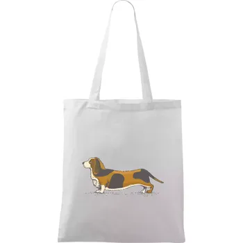Nákupní taška Vintage basset - Taška bavlněná - 42 x 38 cm ( Bílá )
