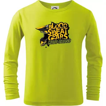 Dětská móda Motocross blood sweat gears - Triko dětské Long Sleeve - 134 cm/8 let ( Limetková )