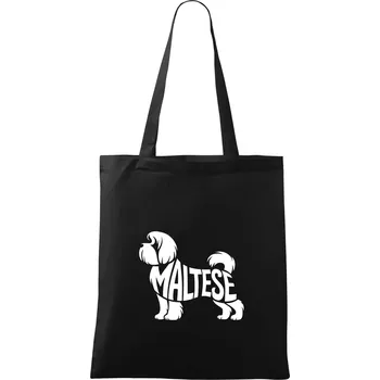 Maltézský psík nápis v těle - Taška bavlněná - 42 x 38 cm ( Černá )