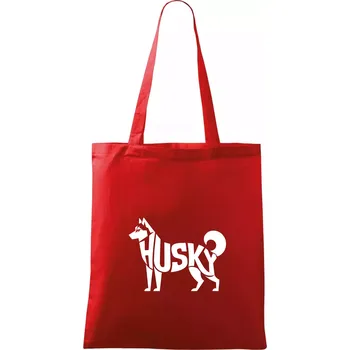 Husky nápis v těle - Taška bavlněná - 42 x 38 cm ( Červená )