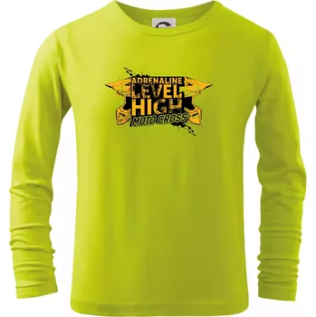 Dětská móda Motocross adrenaline level high - Triko dětské Long Sleeve - 134 cm/8 let ( Limetková )