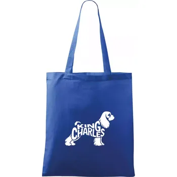 Nákupní taška Kavalír king Charles španěl nápis v těle - Taška bavlněná - 42 x 38 cm ( Královská modrá )