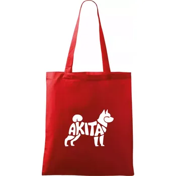 Nákupní taška Akita Inu - Nápis v těle - Taška bavlněná - 42 x 38 cm ( Červená )