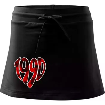 Dámská sukně 1990 v srdci - Sportovní sukně - two in one - XS ( Černá )