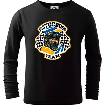 Chlapecké oblečení Motocross team helma - Triko dětské Long Sleeve - 158 cm/12 let ( Černá )