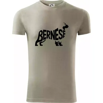 Pánské tričko Bernese Mountain Dog nápis v těle - Viper FIT - Pánské zůžené tričko - M ( Light khaki )