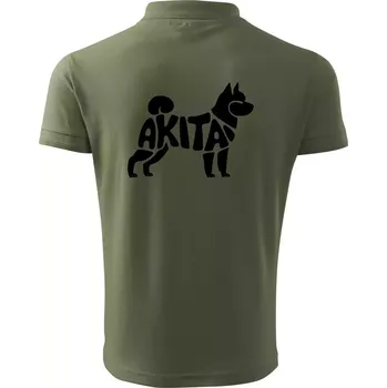 Pánská košile Akita Inu - Nápis v těle - Polokošile pánská Pique Polo 203 - 4XL ( Khaki )