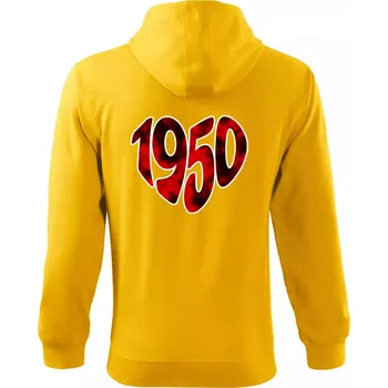 Pánská mikina 1950 v srdci - Mikina s kapucí na zip trendy zipper - XL ( Žlutá )