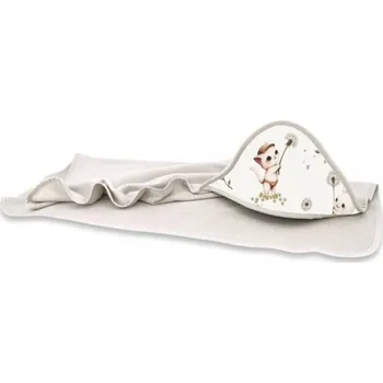 Dětská osuška 100x100cm, froté bavlna, Kocourek a pampeliška - béžová